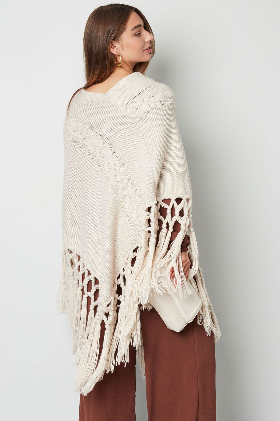Poncho mit Schnüren - schwarz Bild4